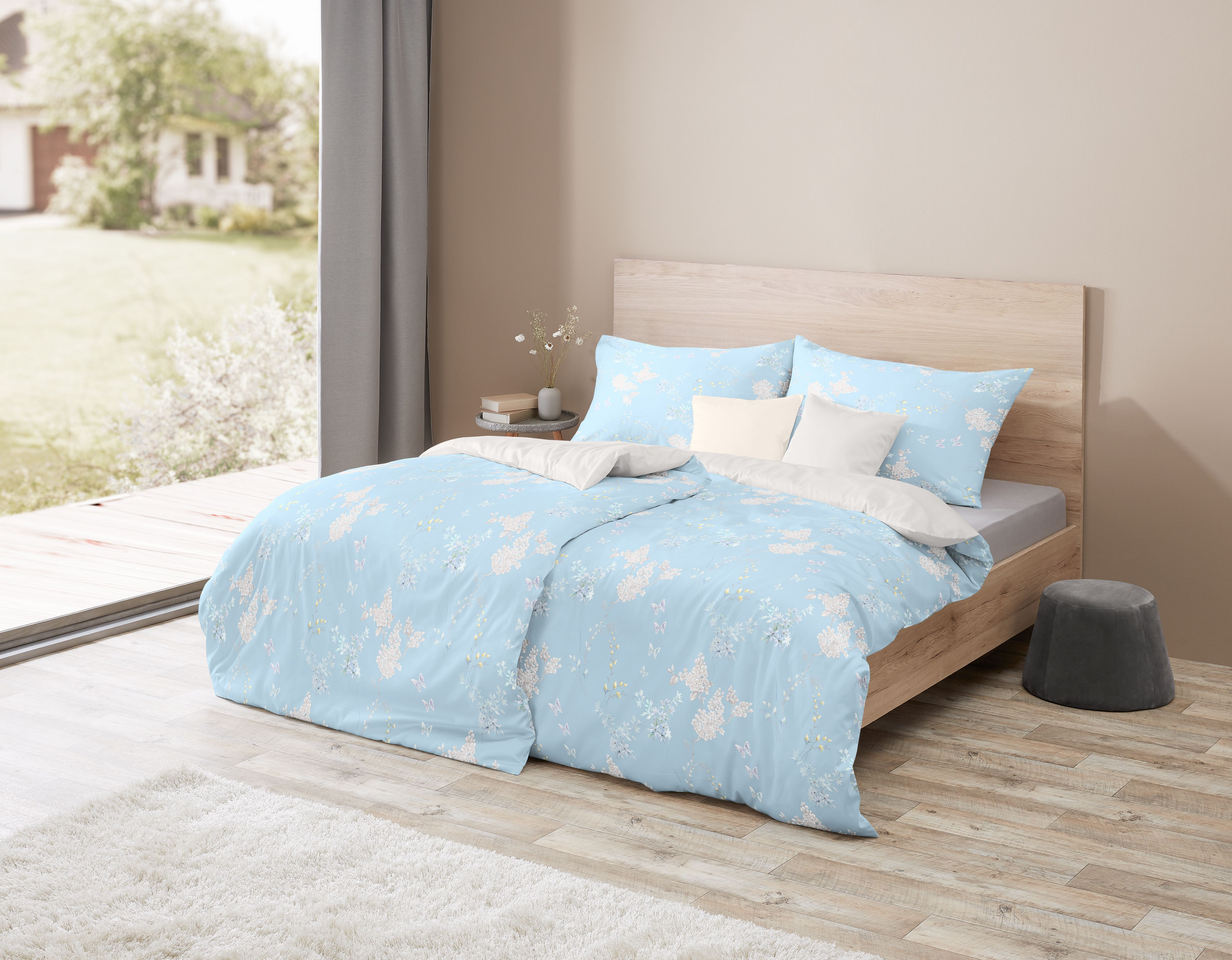 Mako Satin Bettwäsche Bed Art Frühling, 140x200 cm